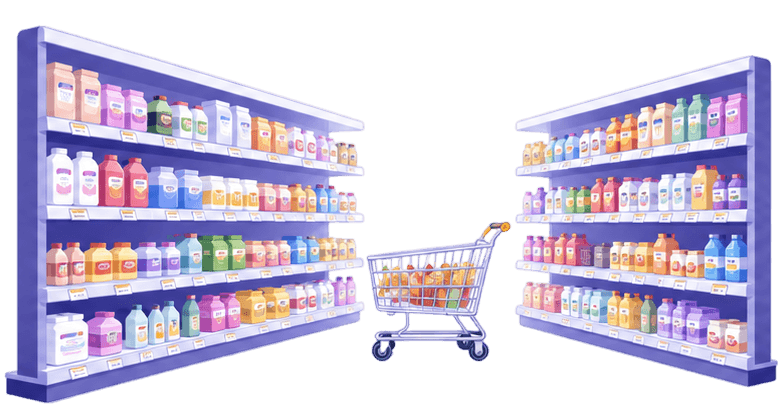 Supermarket aisles showing store execution and operational standards